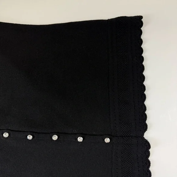 Charlotte Tarantola Sweater Large Black Lace Floral Crystal Button Cardigan - Picture 4 of 10